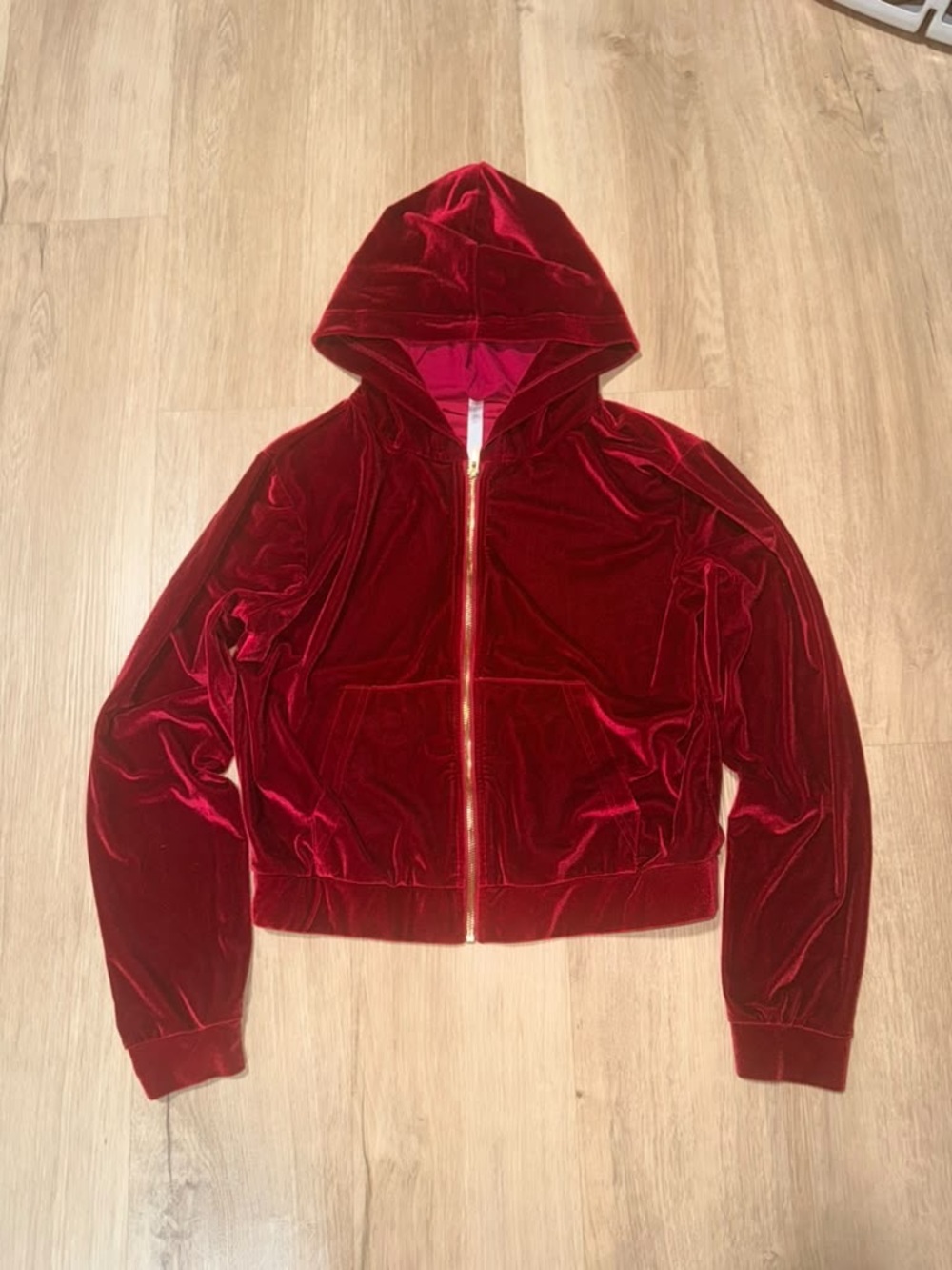 Fabletics Red Velvet Zip-Up Hoodie Jacket